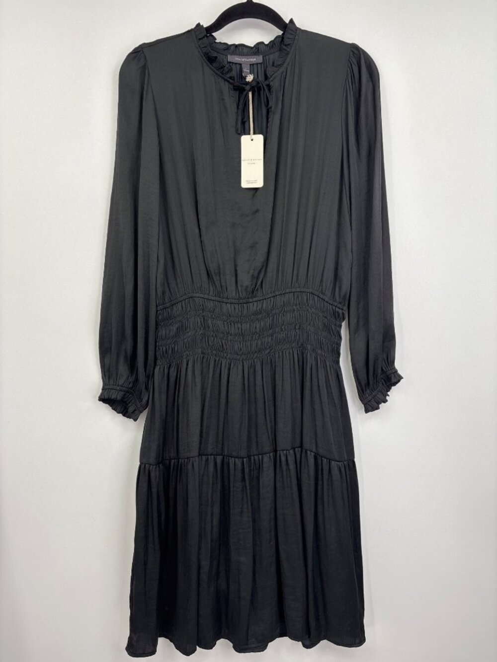 Grade & Gather Tiered Boho Peasant Dress Black Size Large NEW